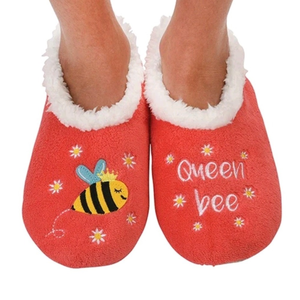 Snoozies Womens Queen Bee‎ Slippers Cozy Fleece Lined Non Slip Pink Size Medium